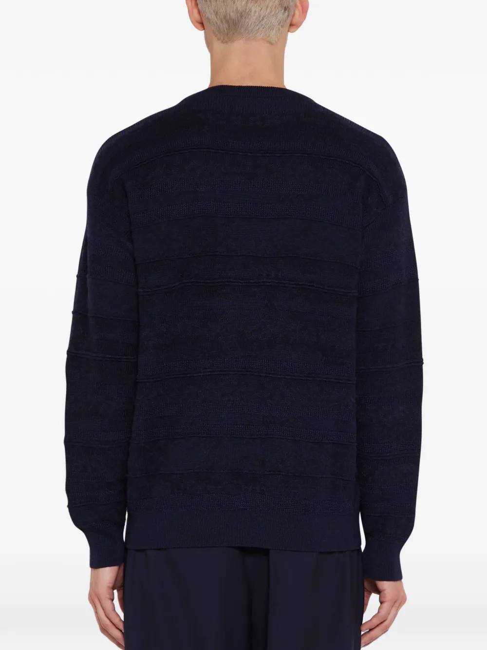 Laneus Trui met ronde hals en jacquard Blauw