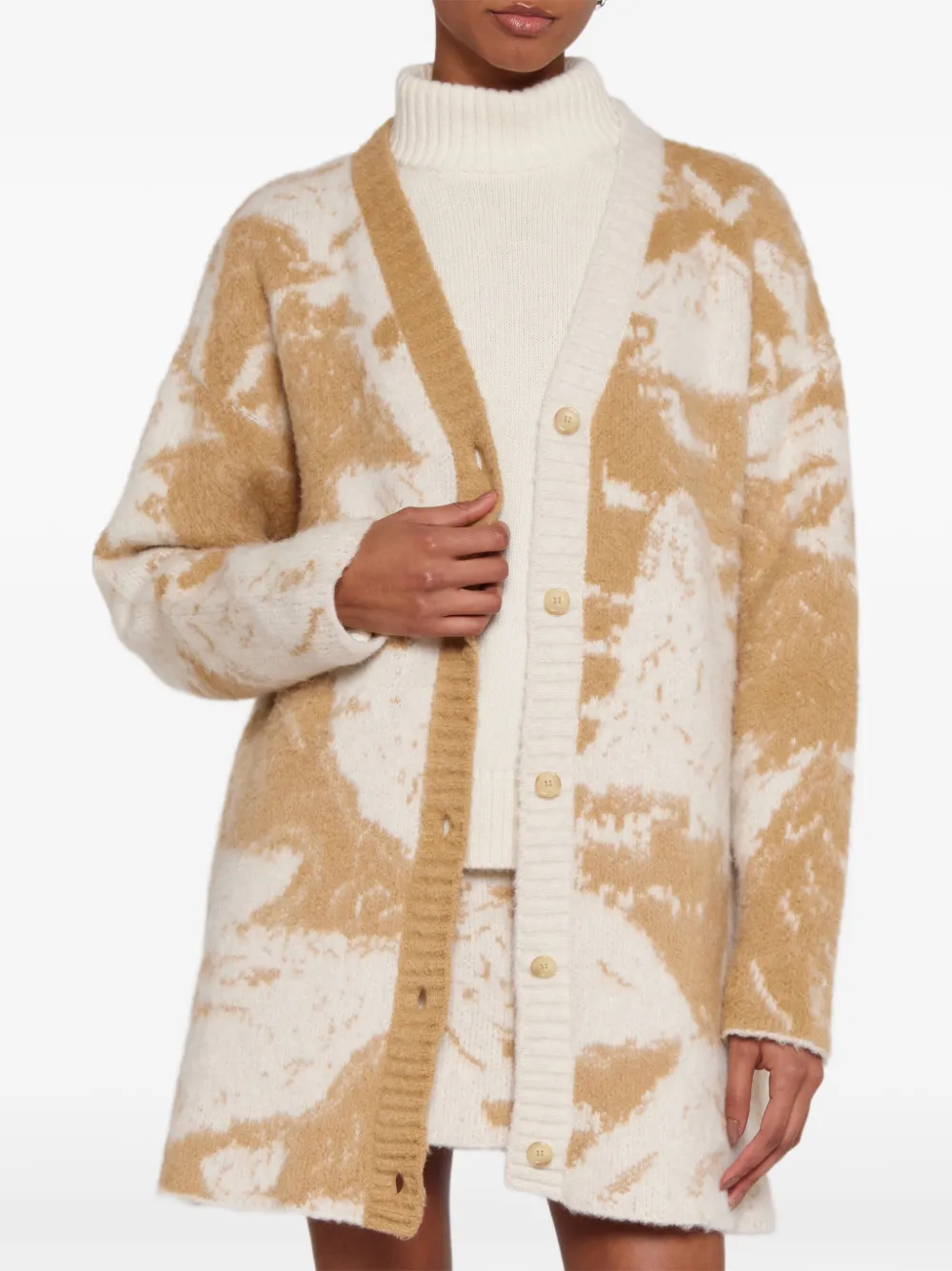 Laneus Boxy vest met jacquard Beige