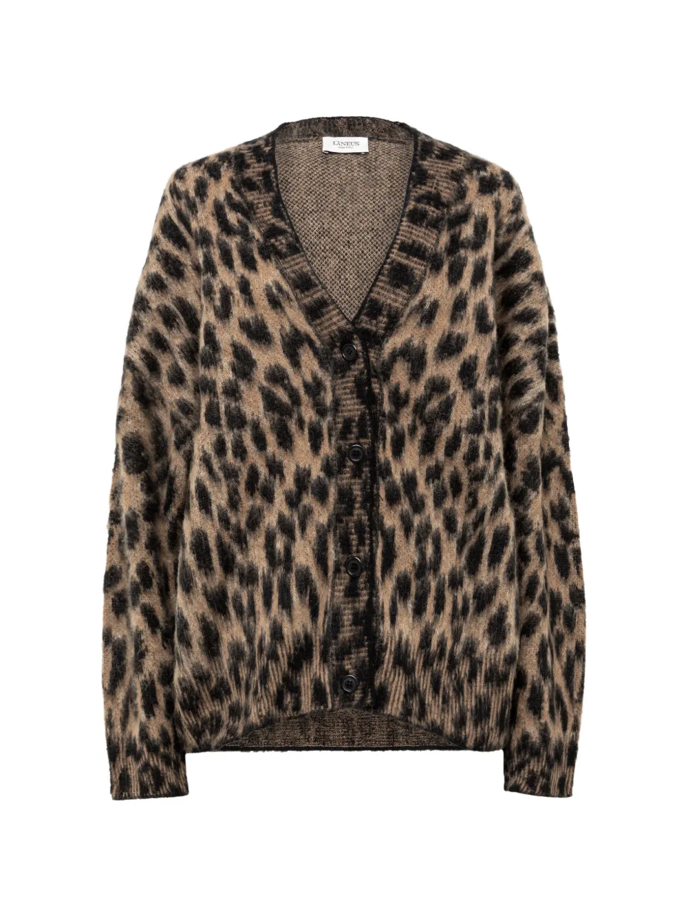 Laneus leopard-print brushed-knit cardigan - Neutrals