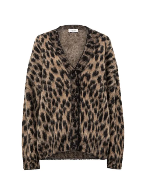 Laneus leopard-print brushed-knit cardigan