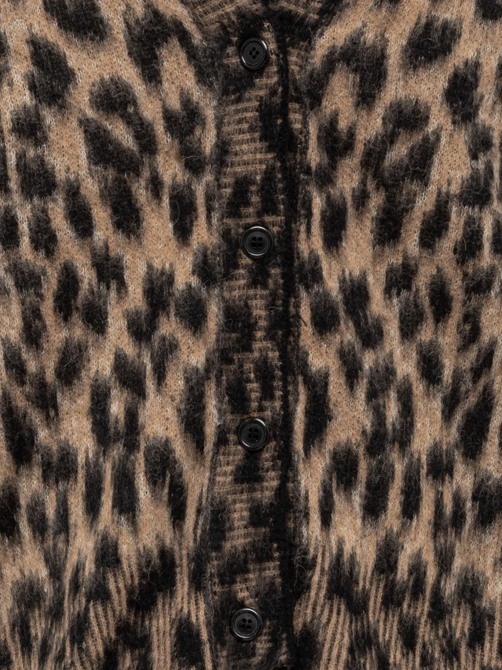 Laneus leopard-print brushed-knit cardigan Beige