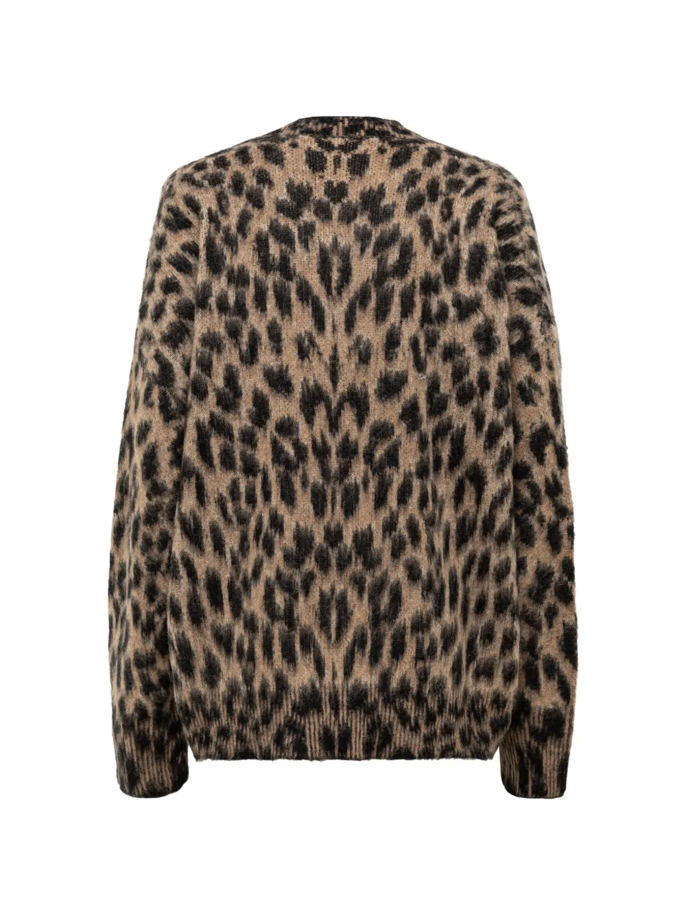 Laneus leopard-print brushed-knit cardigan Beige