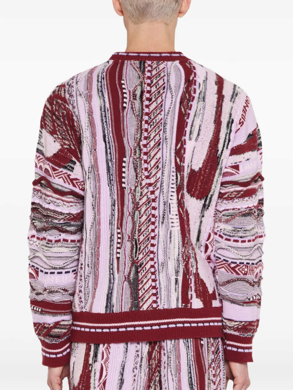 Laneus Gebreid vest met jacquard Rood