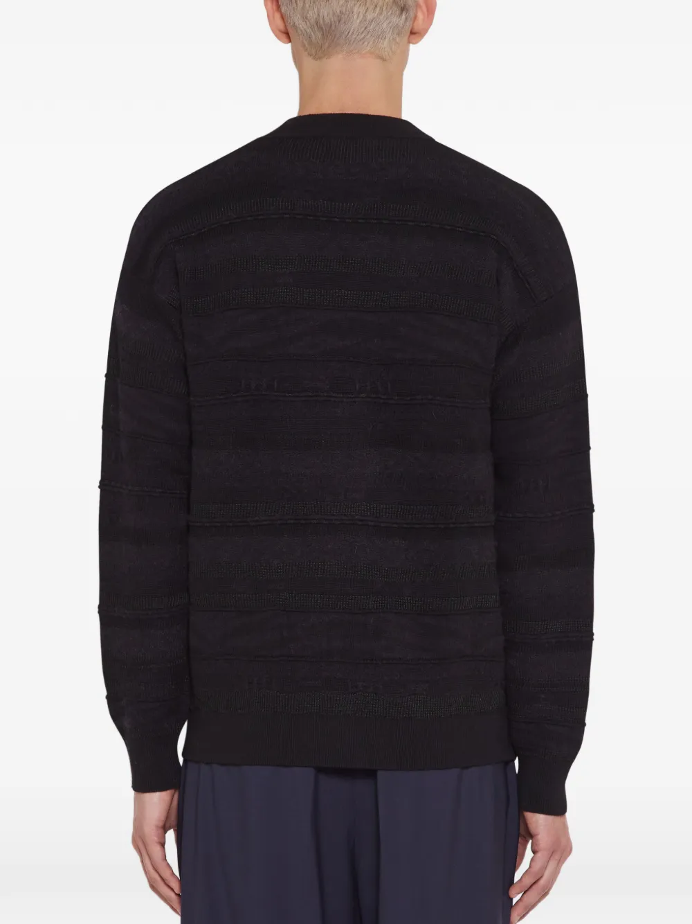 Laneus Gebreid vest met jacquard en knopen Zwart