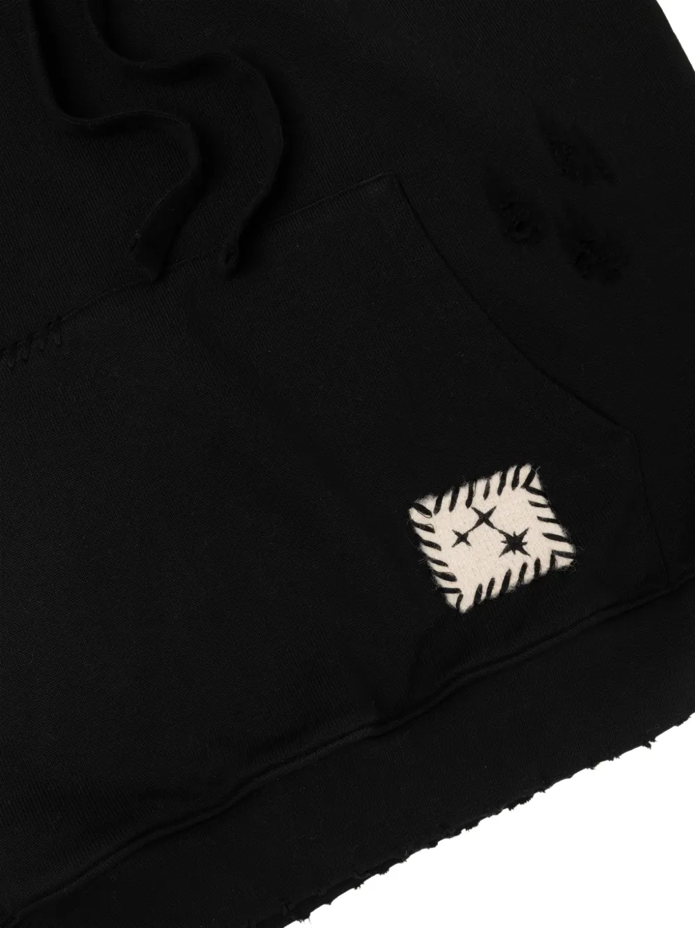 Laneus Vernietigde hoodie met boxy-fit Zwart