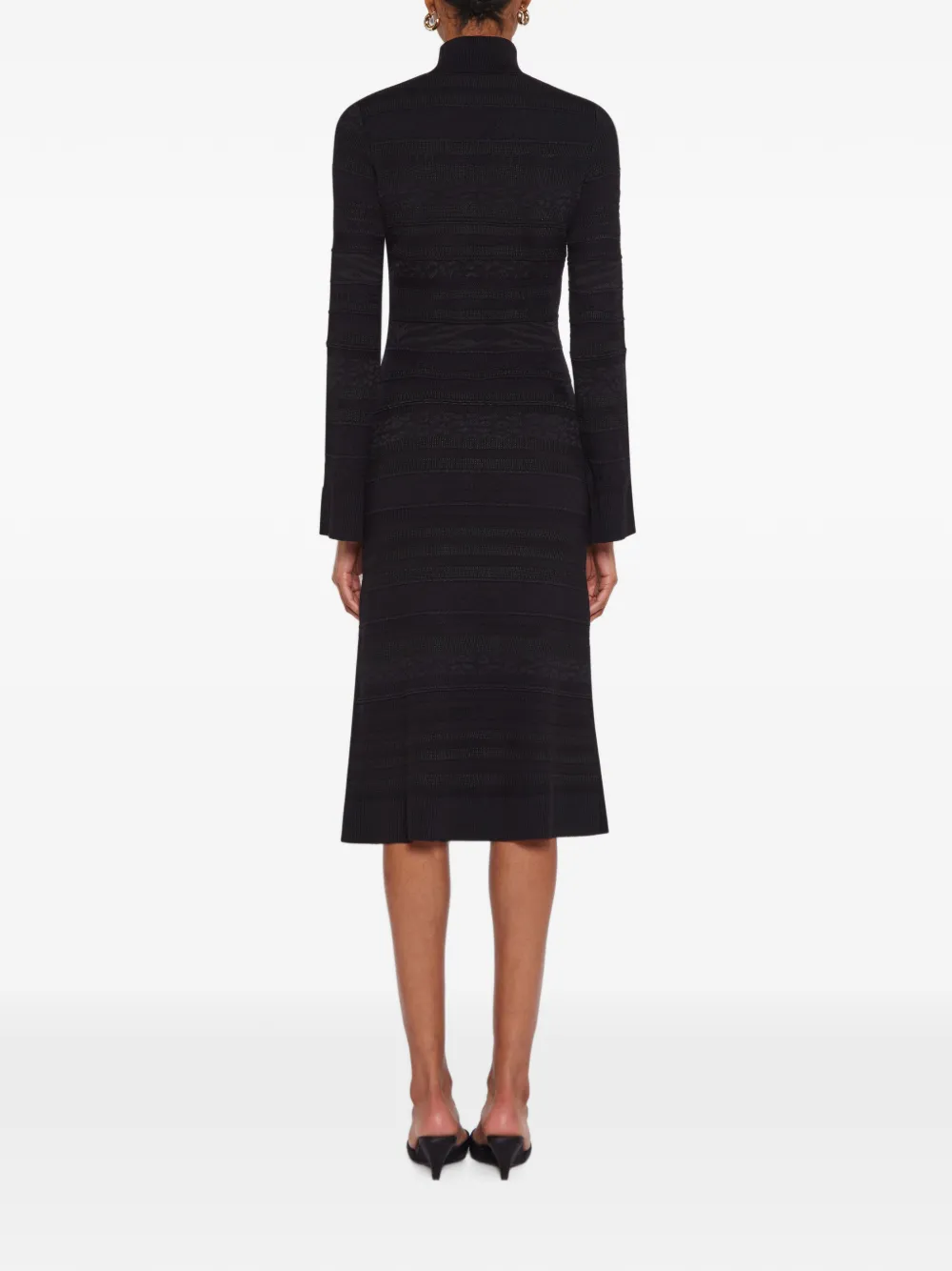 Laneus Gebreide midi-jurk met col en jacquard Zwart