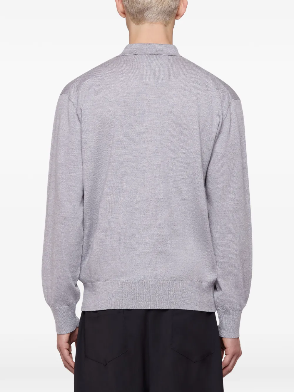 Laneus Poloshirt met geborduurde ster en lange mouwen Grijs