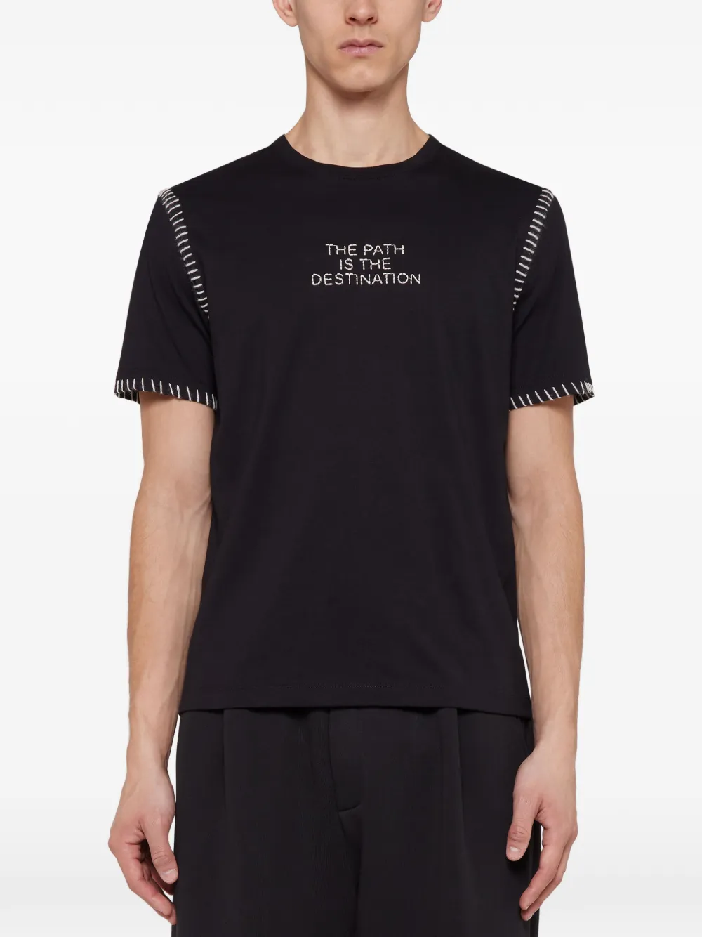 Laneus T-shirt met stiksels Zwart