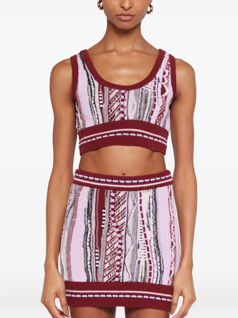 Laneus Slim-fit top met jacquard Roze