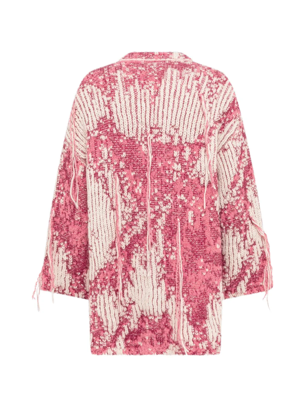 Laneus Gebreid vest met franje en jacquard Roze