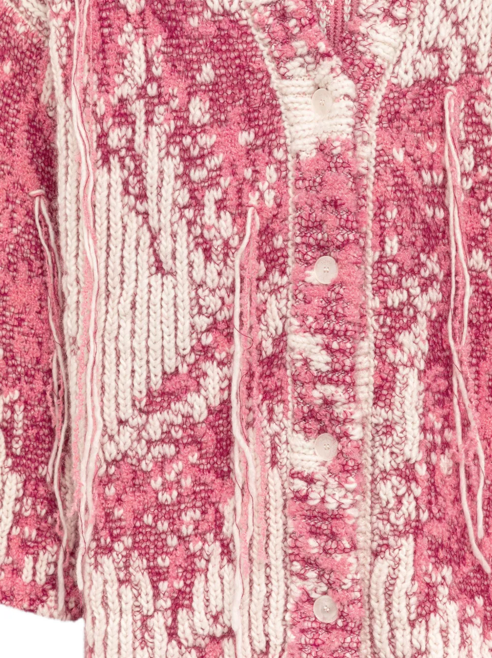 Laneus Gebreid vest met franje en jacquard Roze