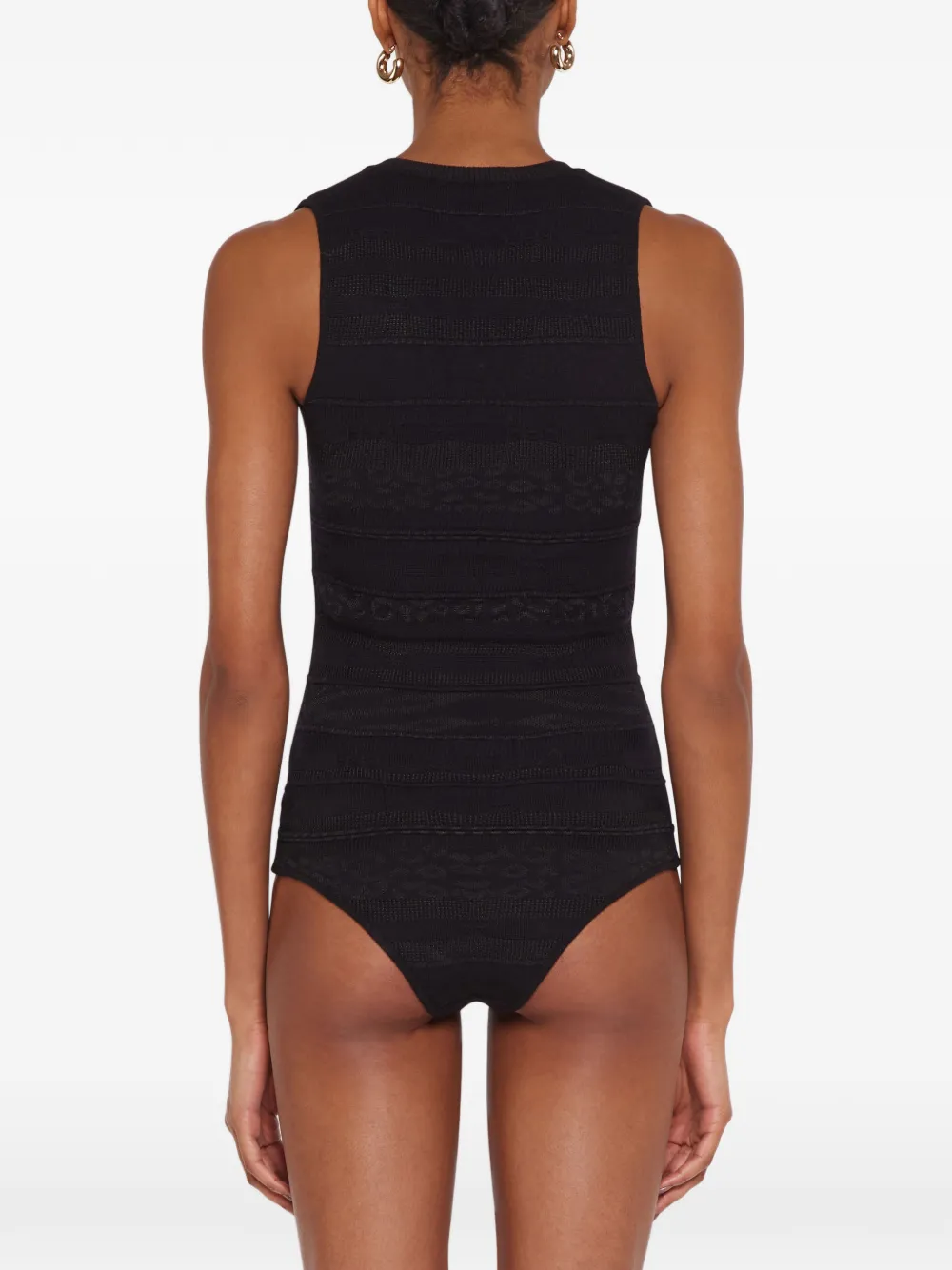 Laneus Slim-fit body met jacquard Zwart