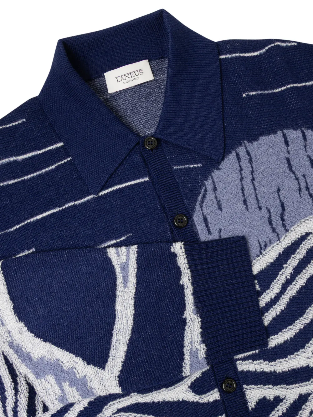 Laneus Gebreid boxy vest met jacquard Blauw