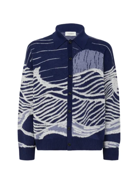 Laneus jacquard-knit boxy-fit cardigan