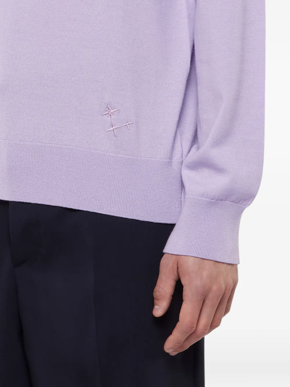 Laneus Sweater met geborduurd detail en ronde hals Paars