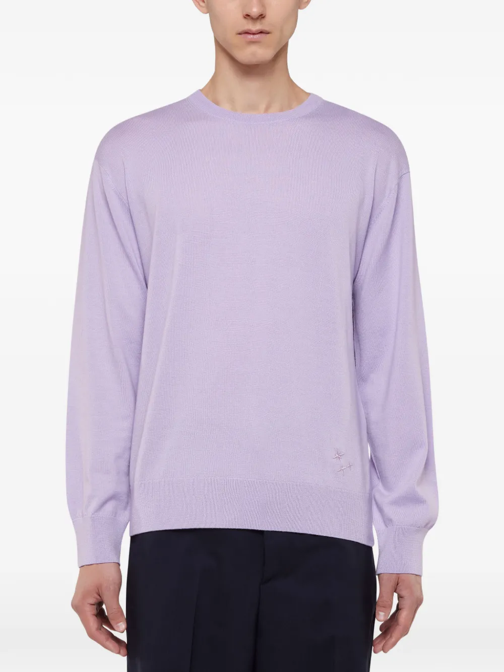 Laneus Sweater met geborduurd detail en ronde hals Paars
