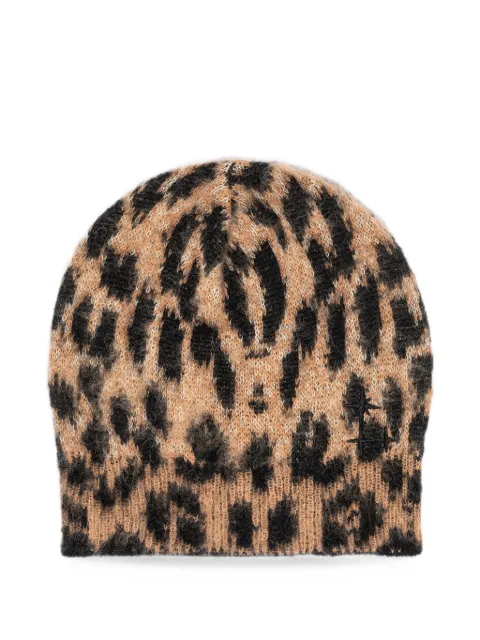 Laneus leopard-print beanie hat