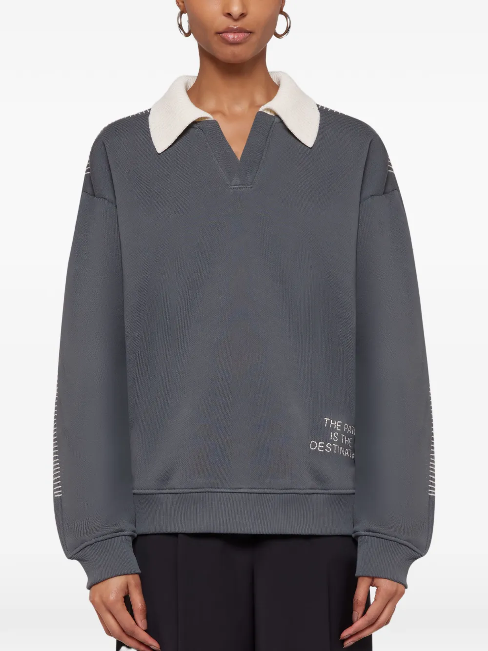 Laneus Boxy sweater met geborduurd detail Grijs