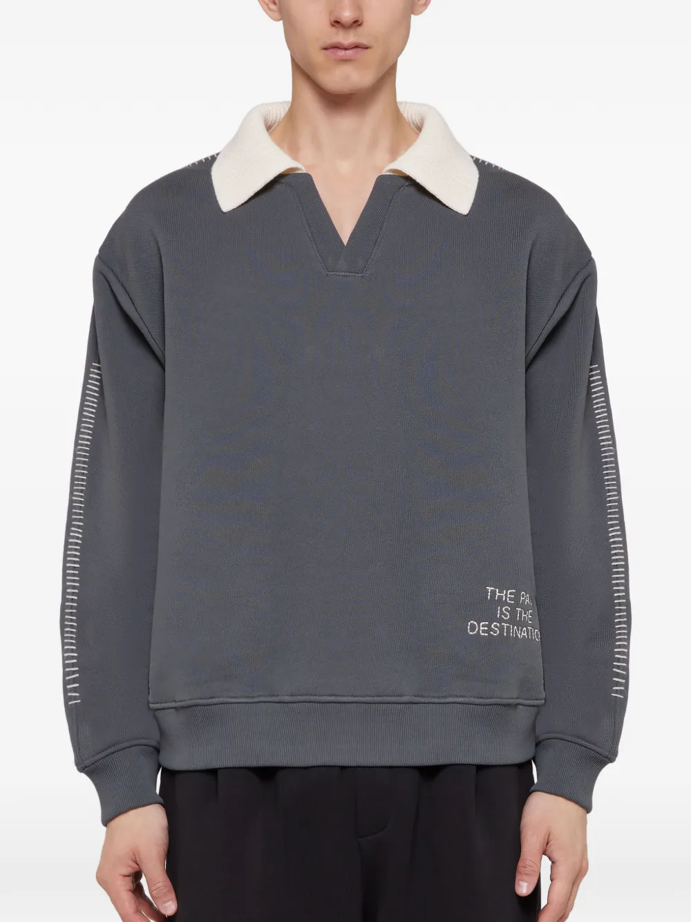 Laneus Boxy sweater met geborduurd detail Grijs
