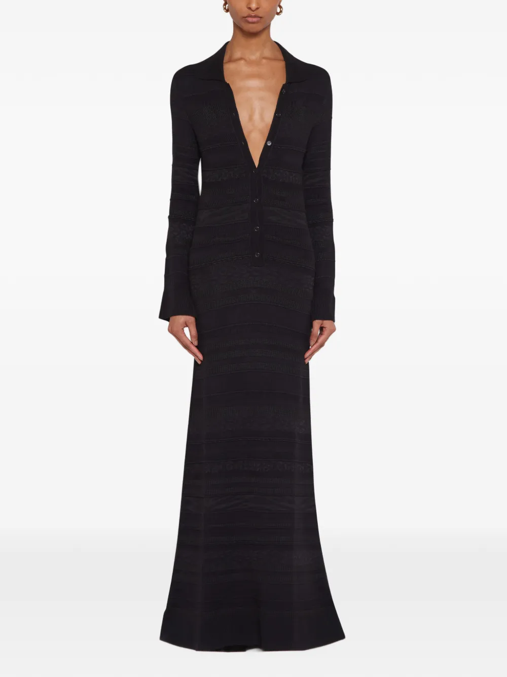 Laneus Gebreide slim-fit maxi-jurk met jacquard Zwart