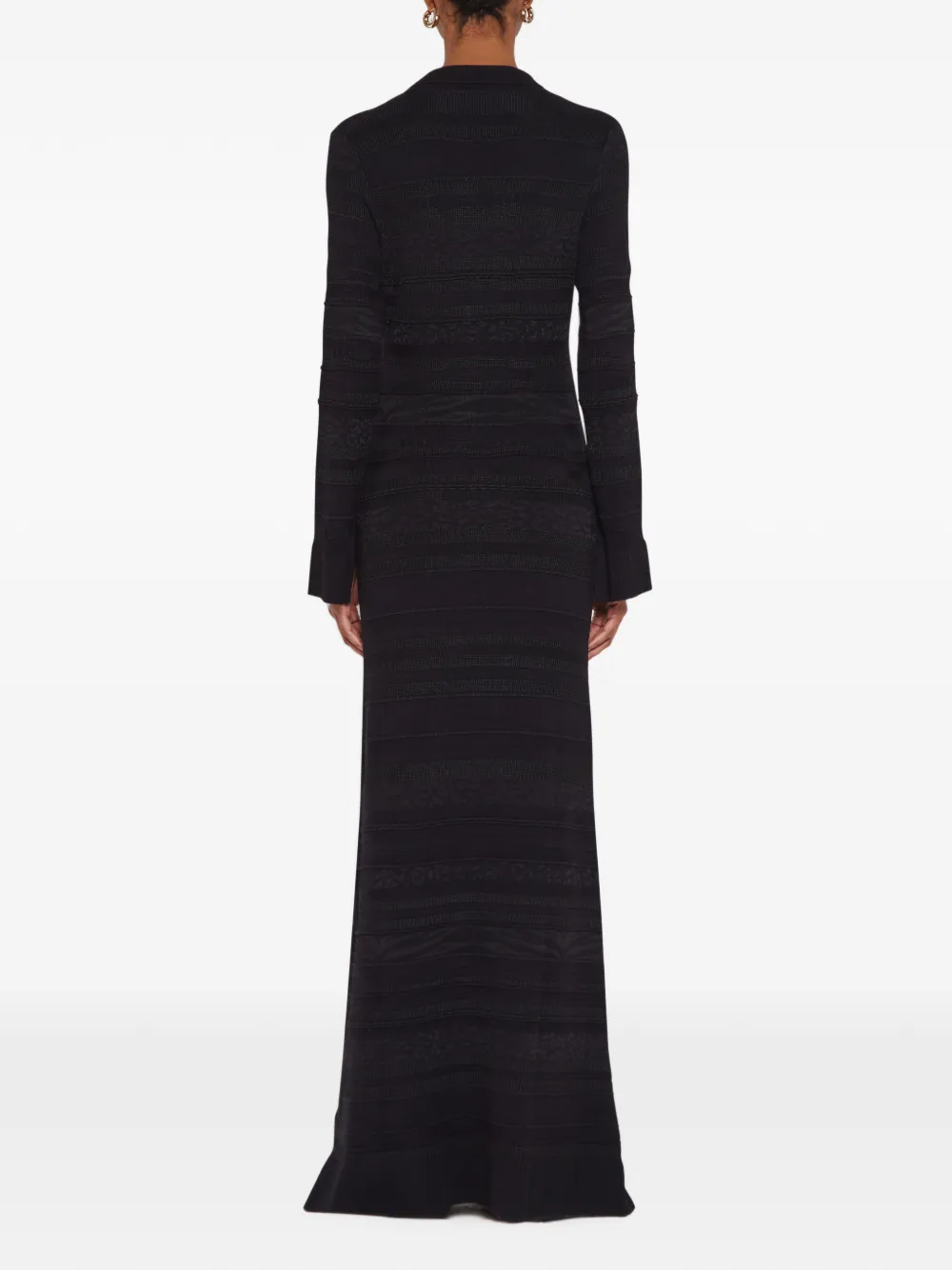 Laneus Gebreide slim-fit maxi-jurk met jacquard Zwart