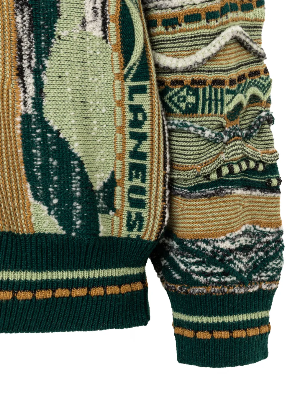 Laneus jacquard-knit boxy cardigan Groen