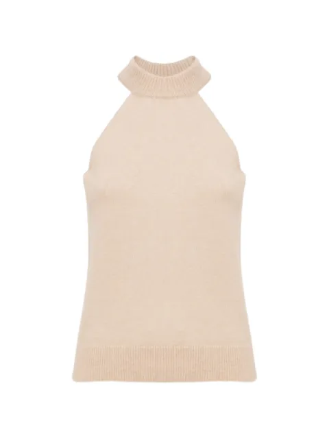 Laneus halterneck ribbed-trim top