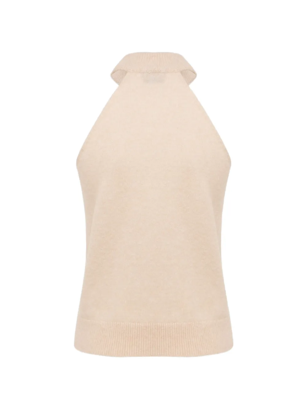 Laneus Top met halternek en geribbelde afwerking Beige