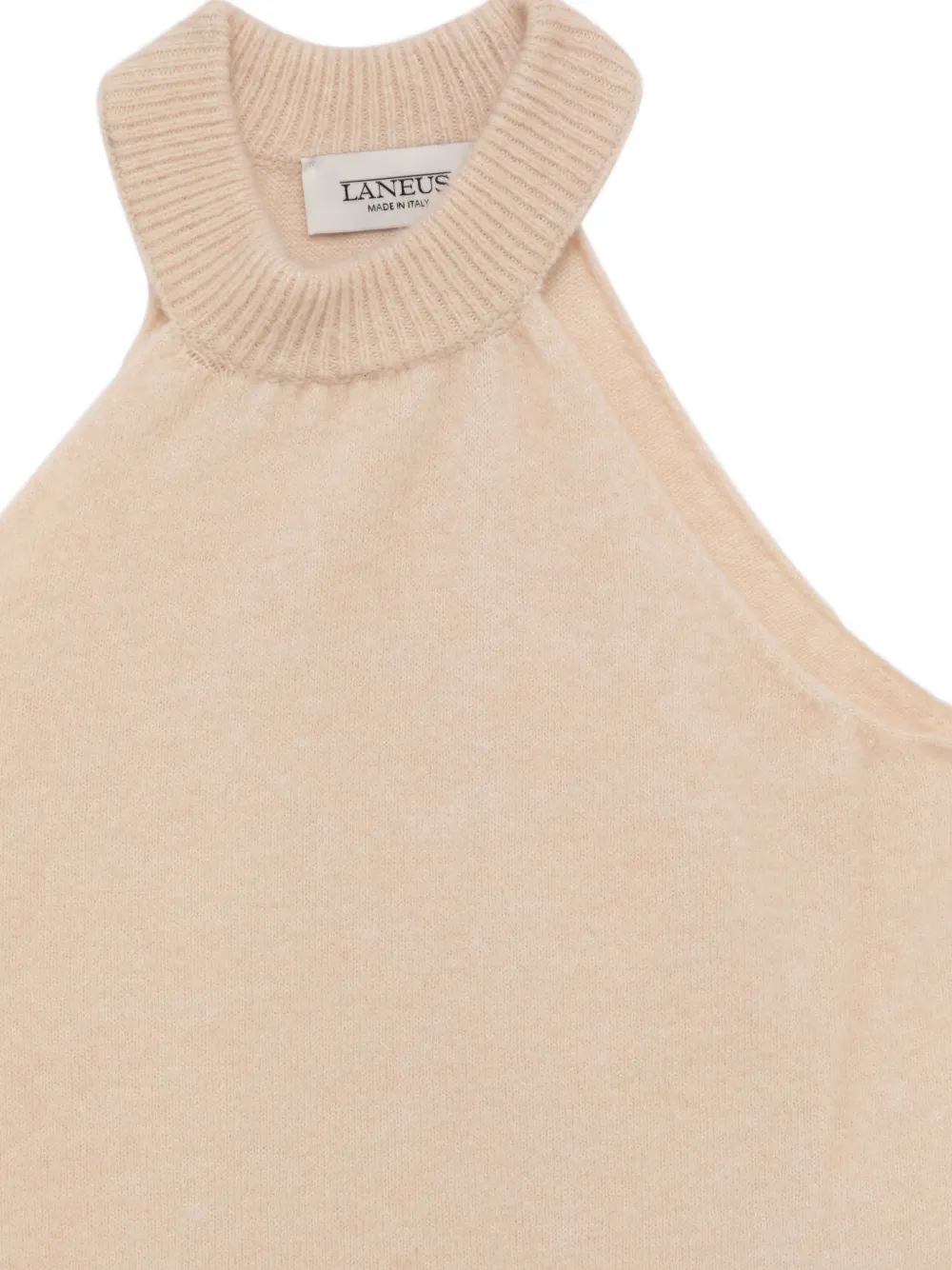 Laneus Top met halternek en geribbelde afwerking Beige