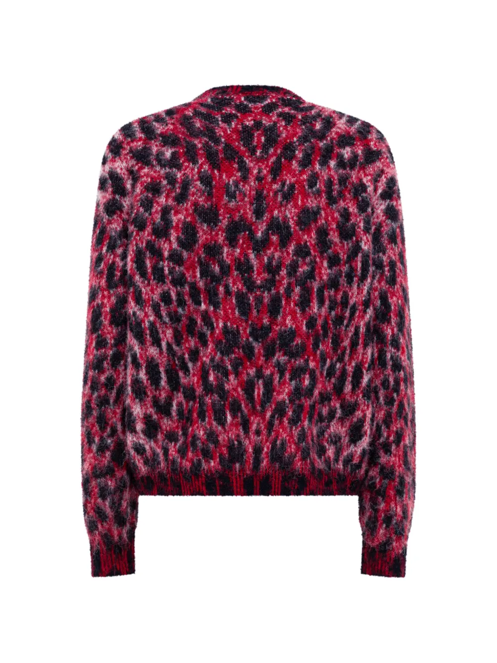 Laneus Geborsteld gebreide trui met luipaard-print Rood
