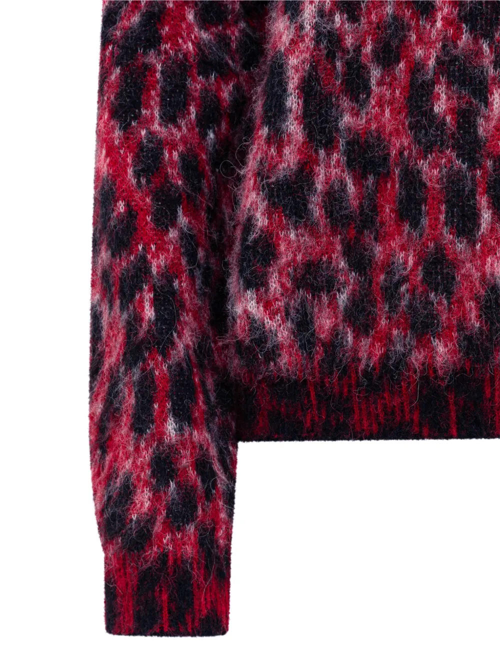 Laneus Geborsteld gebreide trui met luipaard-print Rood