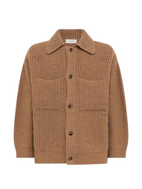 Laneus ribbed-knit distressed cardigan