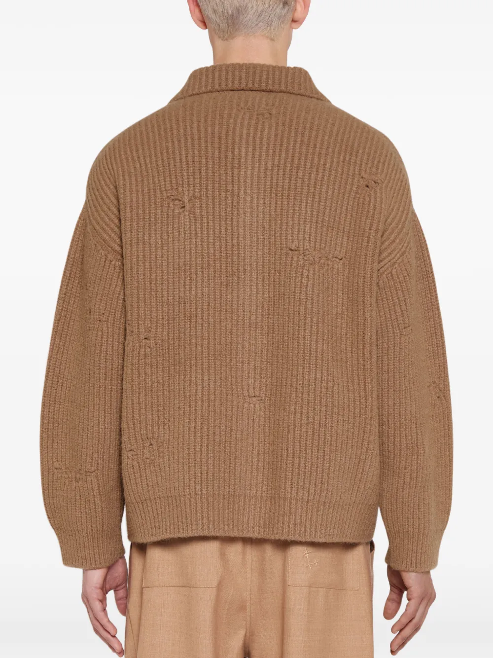 Laneus Ribgebreid gerafeld vest Bruin
