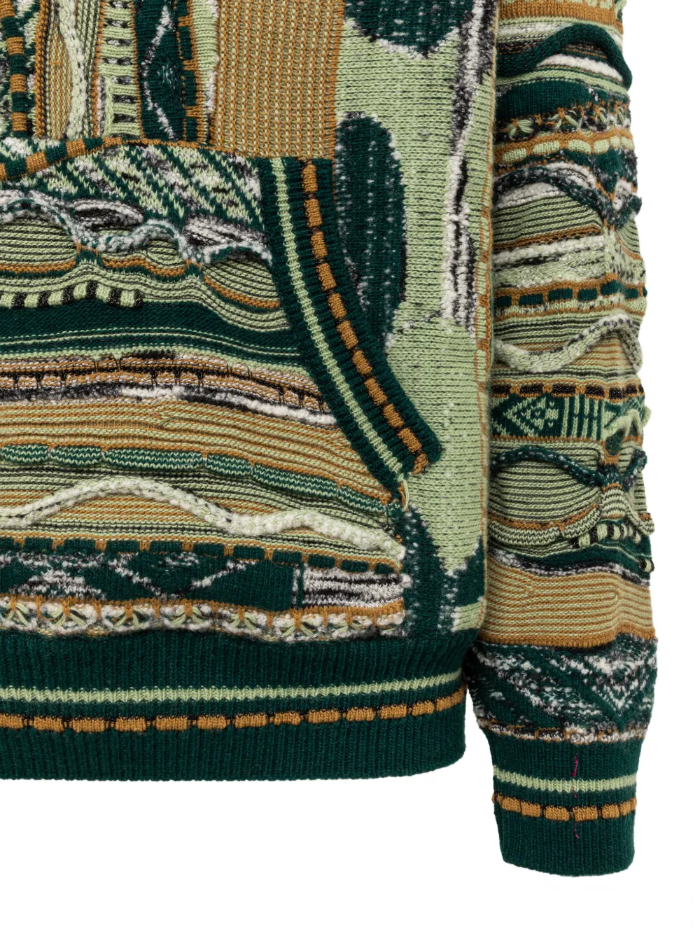 Laneus jacquard-knit boxy hoodie Groen