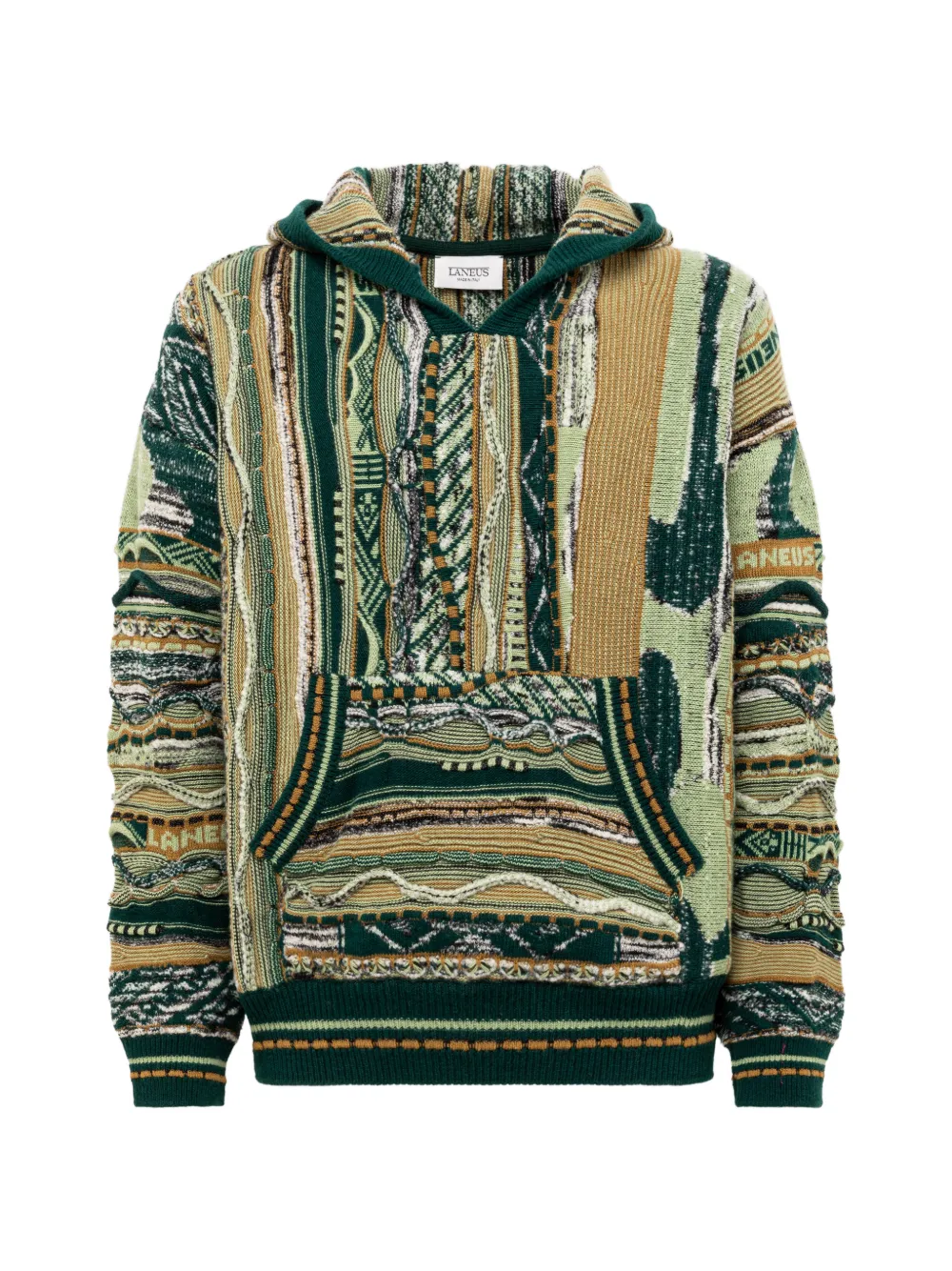 Laneus jacquard-knit boxy hoodie - Green