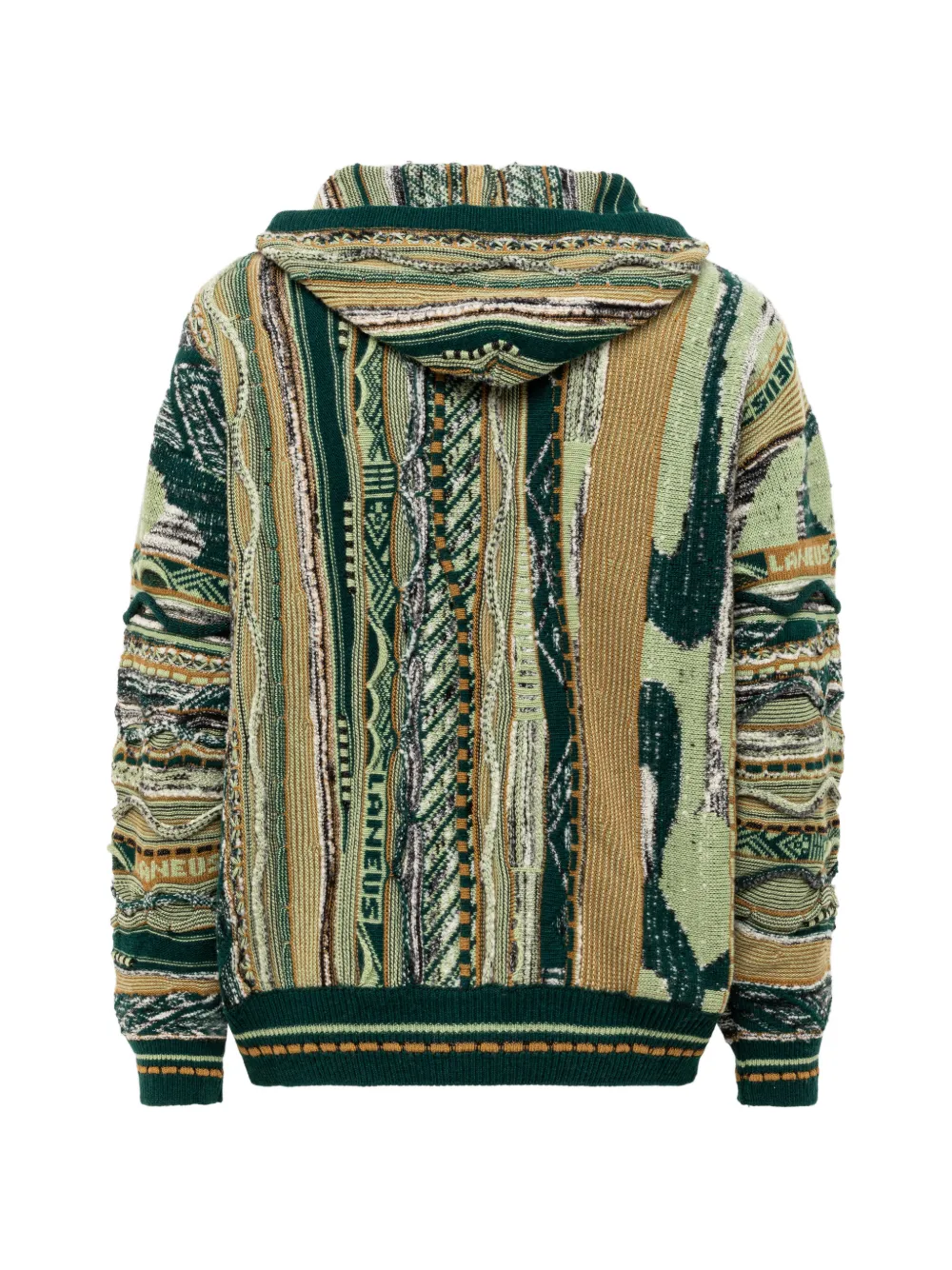 Laneus jacquard-knit boxy hoodie Groen