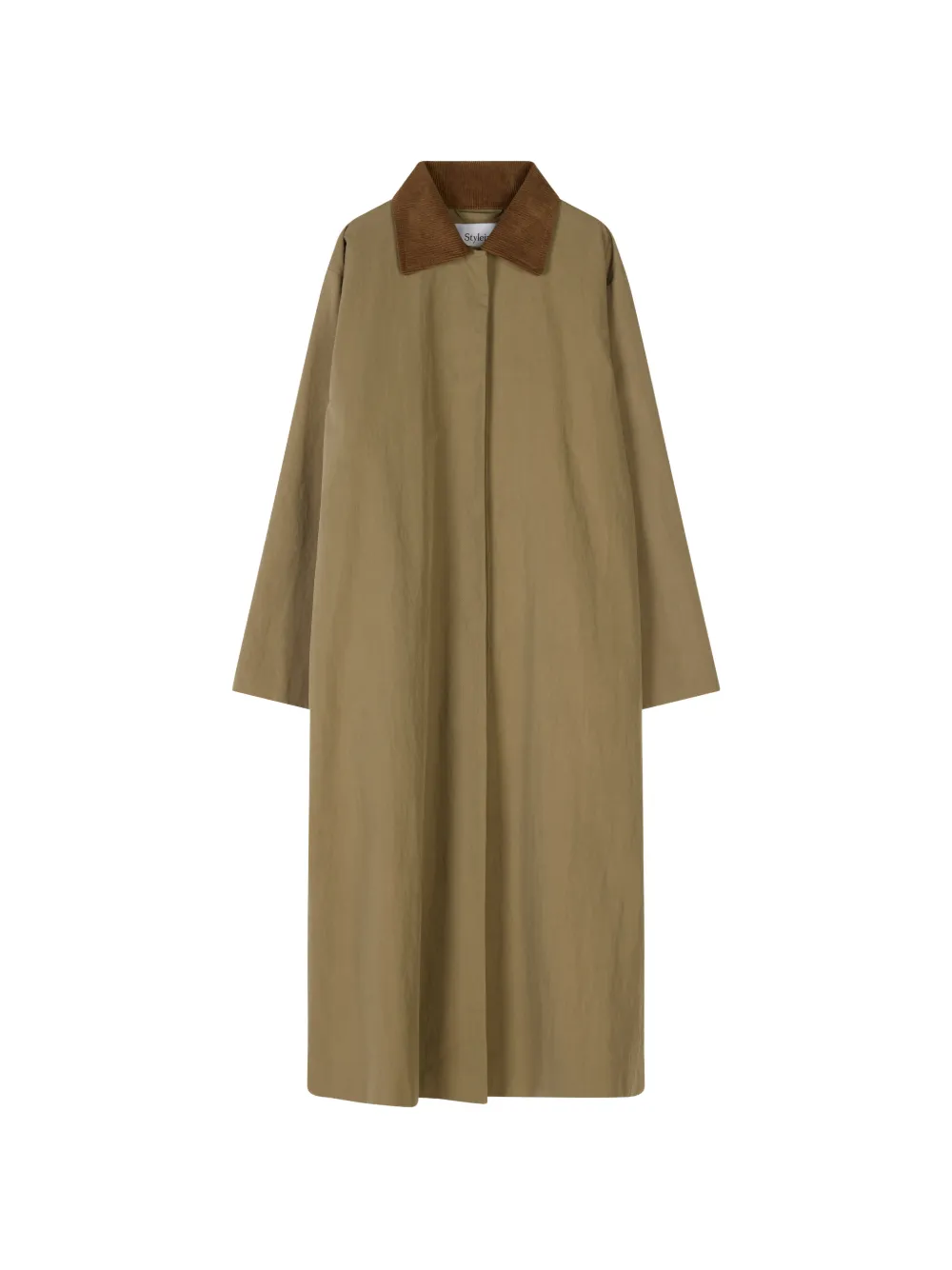 Stylein Sylvia Corduroy-collar Coat In Green