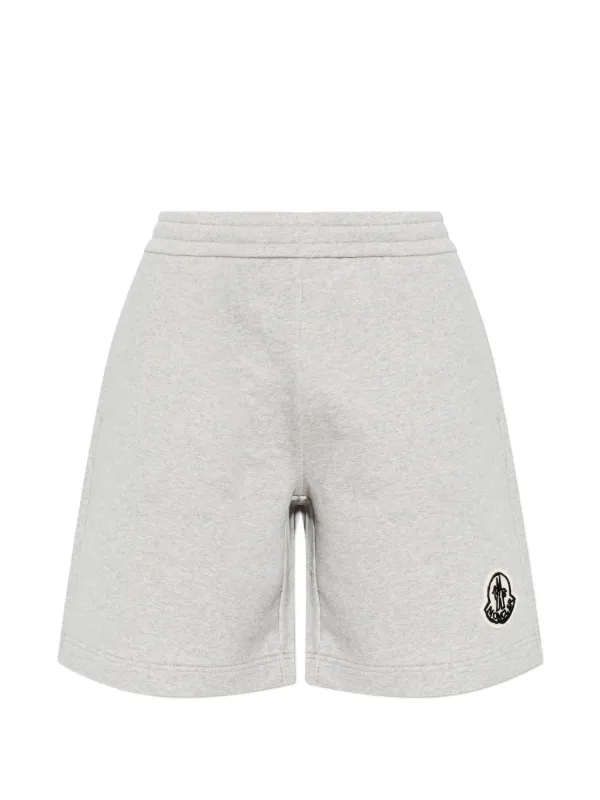 Moncler logo-patch Cotton Shorts | Grey | FARFETCH