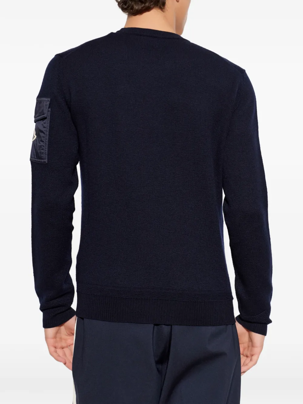 Moncler Trui met logopatch en zakdetail Blauw