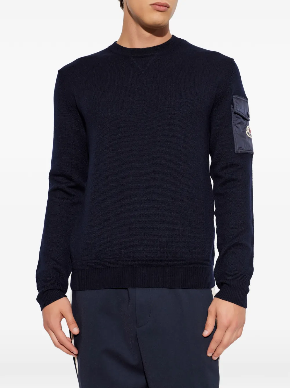 Moncler Trui met logopatch en zakdetail Blauw