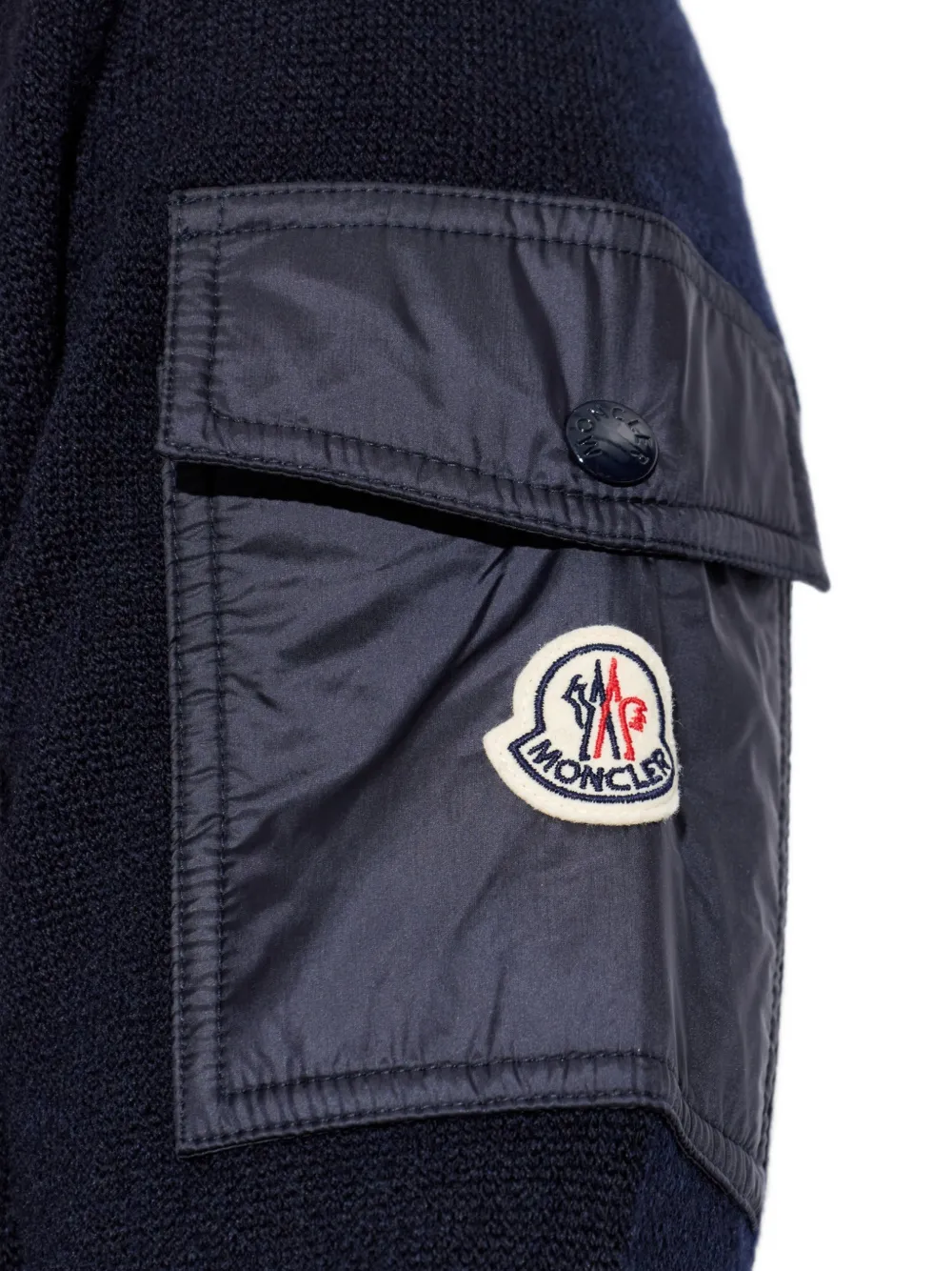 Moncler Trui met logopatch en zakdetail Blauw