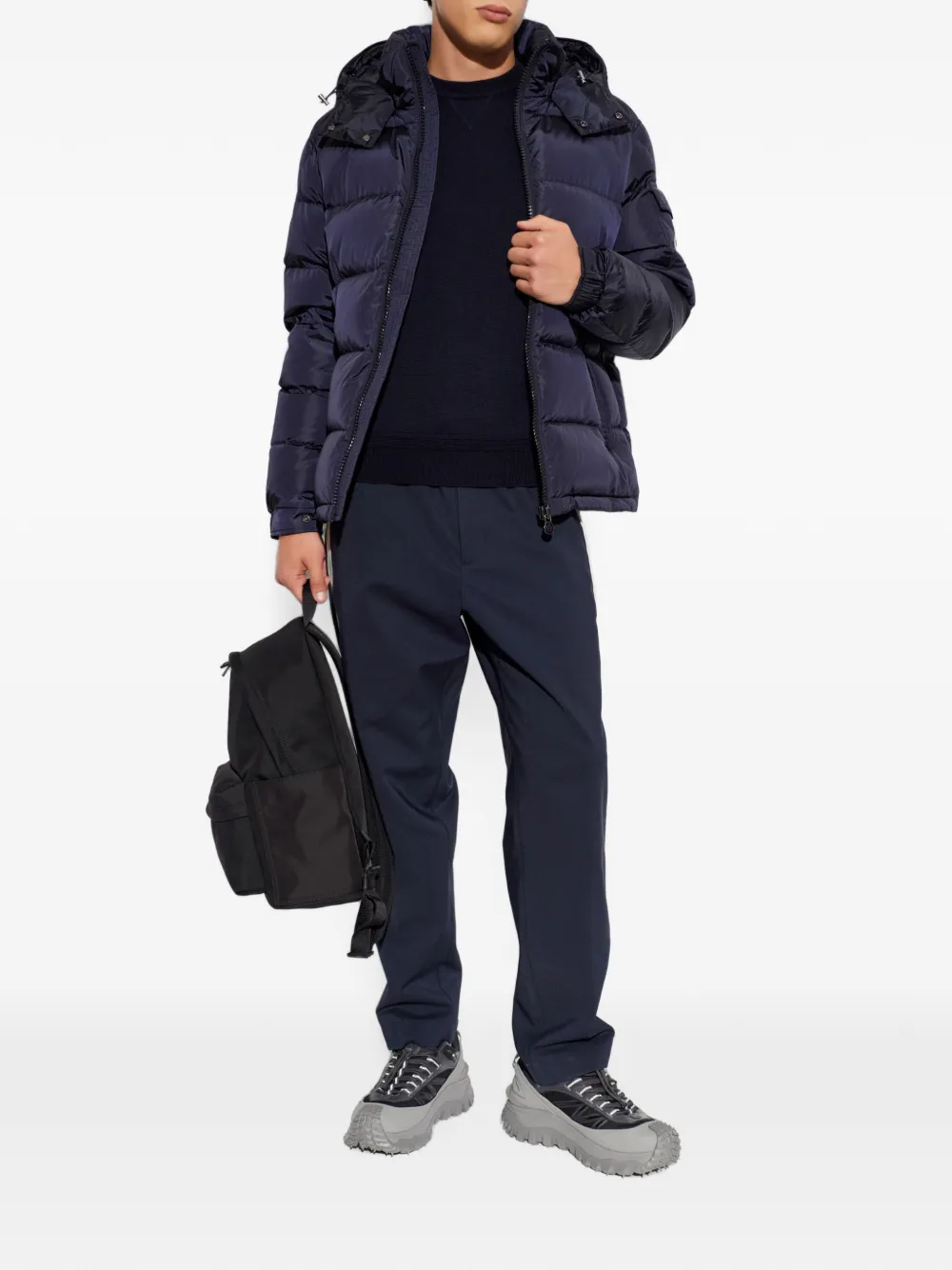 Moncler Trui met logopatch en zakdetail Blauw