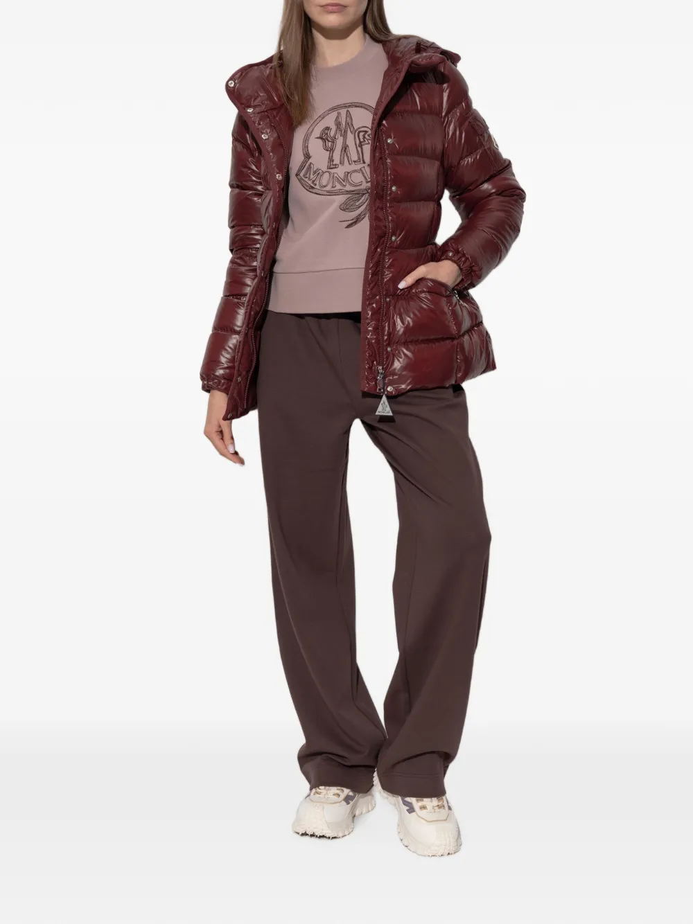 Moncler Gewatteerd jack met logopatch Rood