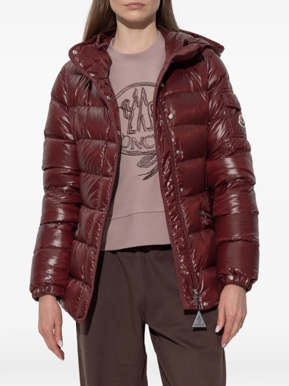 Moncler Gewatteerd jack met logopatch Rood