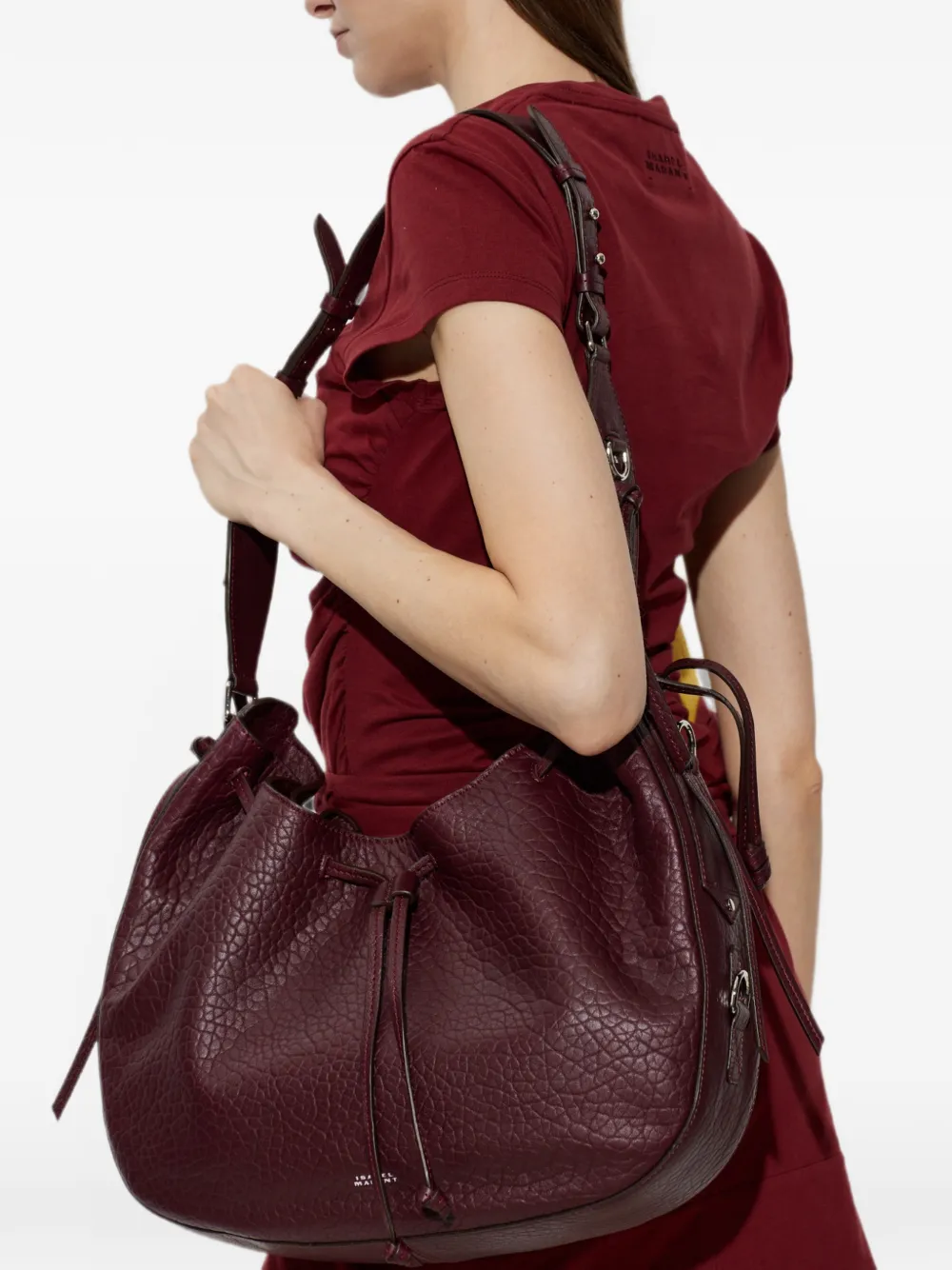 ISABEL MARANT Bolton Hobo leren schoudertas Rood