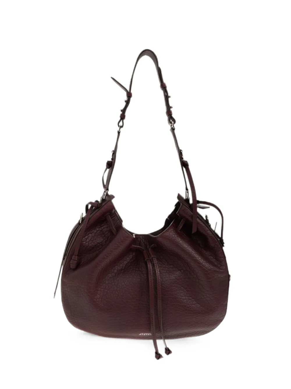 Isabel Marant Bolton Hobo Pebbled Leather Shoulder Bag In Burgundy