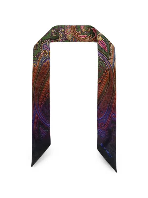 Etro Silk Twill Paisleyina with Degradé Motif in Green