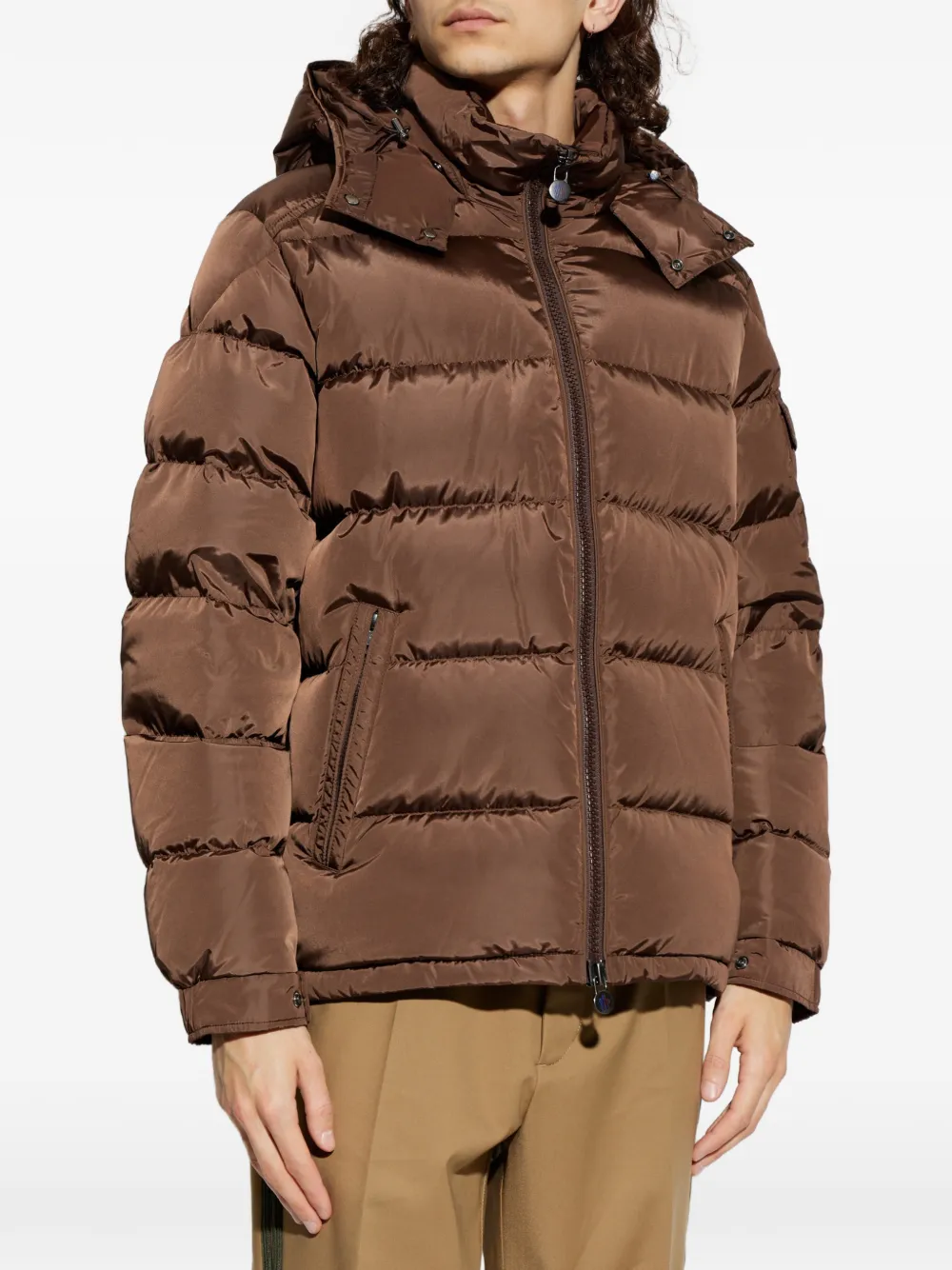 Moncler Maya mat kort donsjack Bruin