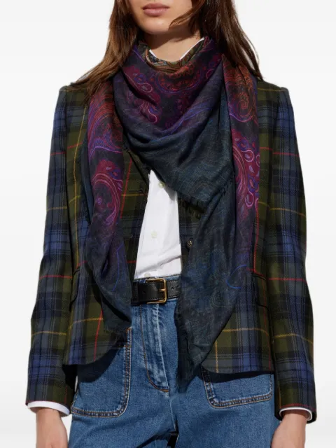 ETRO chal con estampado de cachemira y bordes deshilachados