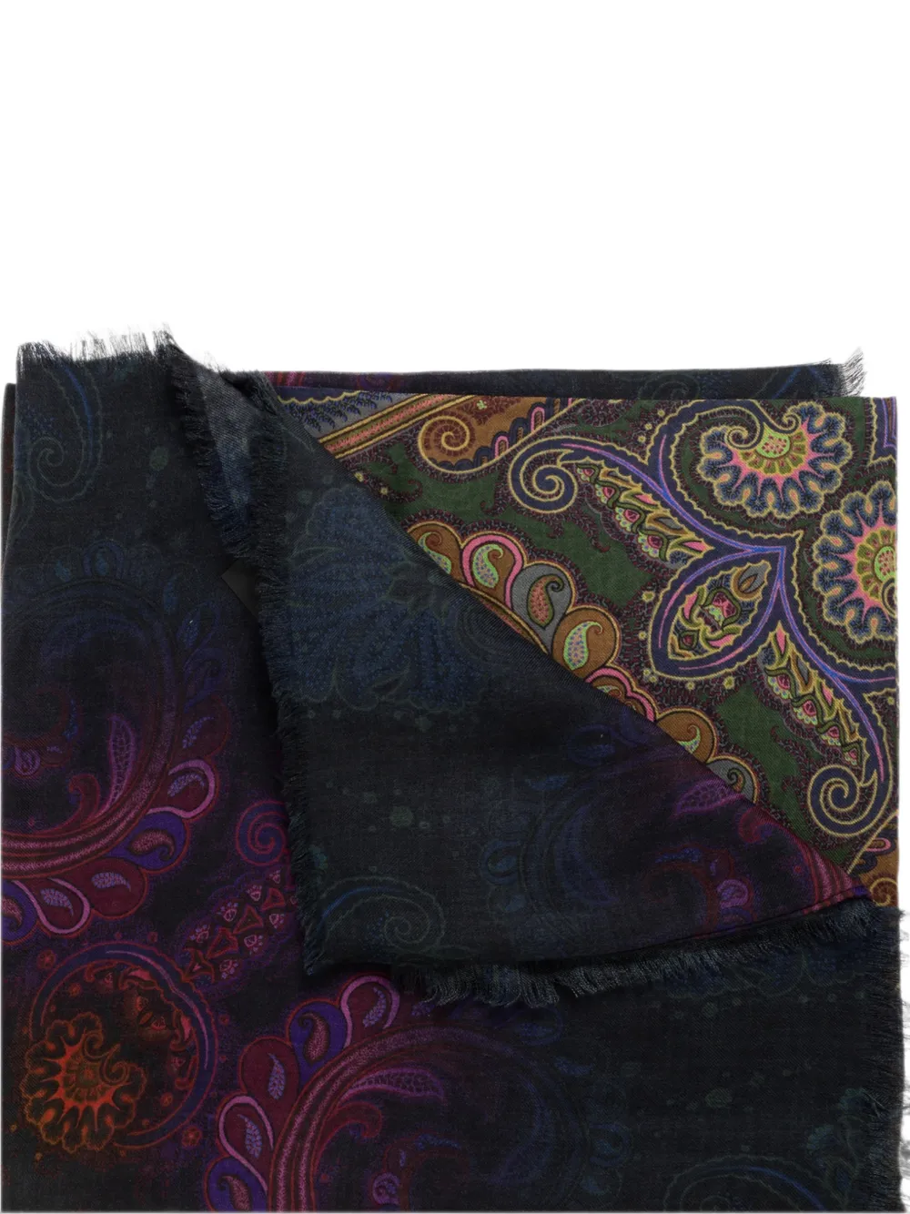 ETRO Sjaal met paisley-print en franje Blauw